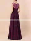 Lace Chiffon V-neck A-line Floor-length Ruffles Bridesmaid Dresses #UKM01013571
