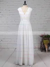 Chiffon V-neck A-line Floor-length Ruffles Bridesmaid Dresses #UKM01013587