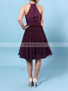 Lace Chiffon Scoop Neck A-line Short/Mini Ruffles Bridesmaid Dresses #UKM01013592