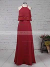 Chiffon Scoop Neck A-line Floor-length Cascading Ruffles Bridesmaid Dresses #UKM01013595