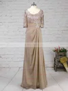 Chiffon Tulle V-neck A-line Floor-length Appliques Lace Mother of the Bride Dress #UKM01021705