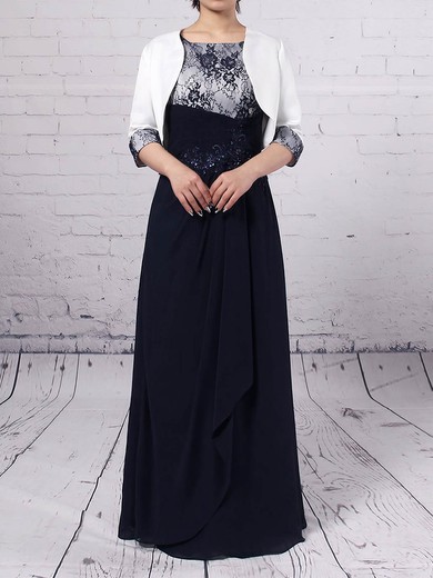 Lace Chiffon Scoop Neck Sheath/Column Ankle-length Appliques Lace Mother of the Bride Dress #UKM01021674
