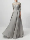 Chiffon Tulle Scoop Neck A-line Floor-length Appliques Lace Mother of the Bride Dress #UKM01021724