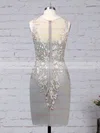 Chiffon Tulle Scoop Neck Sheath/Column Knee-length Appliques Lace Mother of the Bride Dress #UKM01021680