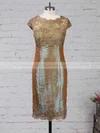 Lace Taffeta Scoop Neck Sheath/Column Knee-length Appliques Lace Mother of the Bride Dress #UKM01021672