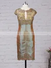 Lace Taffeta Scoop Neck Sheath/Column Knee-length Appliques Lace Mother of the Bride Dress #UKM01021672