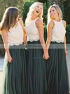 Tulle Scoop Neck A-line Floor-length Lace Bridesmaid Dresses #UKM01013676