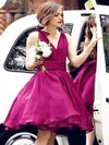 Organza V-neck Ball Gown Knee-length Ruffles Bridesmaid Dresses #UKM01013697