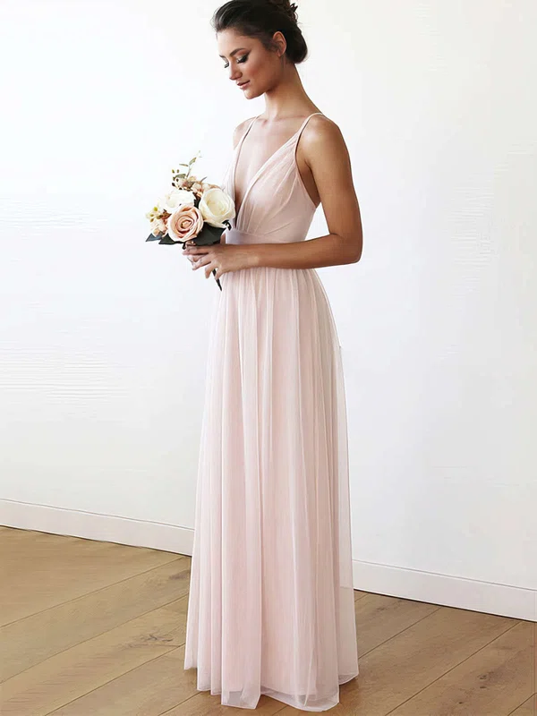 Chiffon V-neck A-line Floor-length Bridesmaid Dresses #UKM01013708