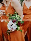 Chiffon V-neck A-line Floor-length Split Front Bridesmaid Dresses #UKM01013600