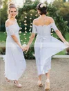 Lace Chiffon Off-the-shoulder A-line Ankle-length Sashes / Ribbons Bridesmaid Dresses #UKM01013619