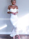 Silk-like Satin Off-the-shoulder Trumpet/Mermaid Asymmetrical Lace Bridesmaid Dresses #UKM01013638