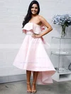 Satin Strapless A-line Asymmetrical Bow Bridesmaid Dresses #UKM01013642
