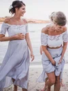 Chiffon Off-the-shoulder A-line Ankle-length Lace Bridesmaid Dresses #UKM01013653