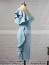 Silk-like Satin One Shoulder Sheath/Column Tea-length Ruffles Bridesmaid Dresses #UKM01013657