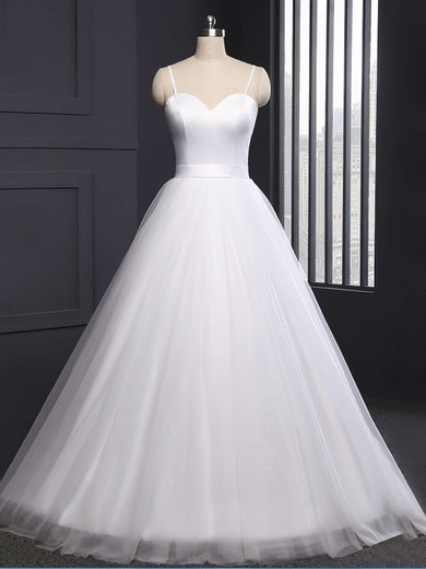 Ball Gown Sweetheart Tulle Floor-length Wedding Dresses With Sashes / Ribbons #UKM00023335