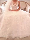 Ball Gown/Princess Illusion Lace Court Train Wedding Dresses With Flower(s) #UKM00023341