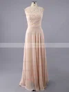 Scoop Neck Chiffon with Appliques Lace A-line Amazing Bridesmaid Dresses #UKM01002014904