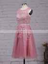 Beautiful A-line Scoop Neck Tulle with Beading Knee-length Bridesmaid Dresses #UKM010020102050