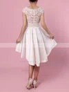A-line Scoop Neck Satin Tulle Appliques Lace Asymmetrical Cap Straps High Low Original Bridesmaid Dresses #UKM010020103433
