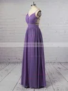 A-line V-neck Chiffon Floor-length Ruffles Hot Backless Bridesmaid Dresses #UKM010020102734