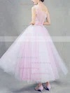 Ball Gown One Shoulder Tulle with Sashes / Ribbons Ankle-length Pink Sweet Bridesmaid Dresses #UKM010020103243