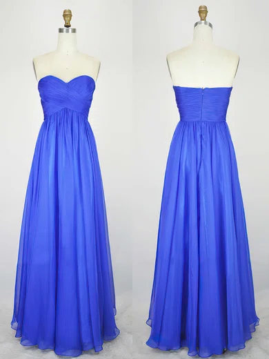 A-line Sweetheart Chiffon Floor-length with Pleats Bridesmaid Dresses #UKM010020104239