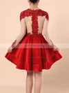 A-line Scoop Neck Satin Tulle Short/Mini Appliques Lace Bridesmaid Dresses #UKM01002016430