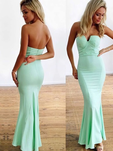 Jersey Strapless Trumpet/Mermaid Ankle-length with Ruffles Bridesmaid Dresses #UKM010020104418
