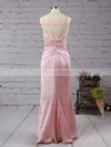 Sheath/Column V-neck Silk-like Satin Split Front Floor-length Backless Sexy Bridesmaid Dresses #UKM010020103662