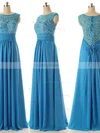 Discounted A-line Scoop Neck Chiffon Tulle Appliques Lace Light Sky Blue Bridesmaid Dresses #UKM010020101630