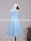 Pretty A-line Scoop Neck Tulle Short/Mini Beading Light Sky Blue Bridesmaid Dresses #UKM010020102518