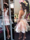 Perfect A-line High Neck Lace Short/Mini Flower(s) Open Back Bridesmaid Dresses #UKM010020102525