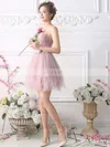 Top Princess One Shoulder Tulle Short/Mini Sashes / Ribbons Bridesmaid Dresses #UKM010020102533
