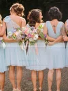 Chiffon V-neck A-line Knee-length Lace Bridesmaid Dresses #UKM01013748