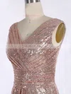 Sequined V-neck Sheath/Column Floor-length Ruffles Bridesmaid Dresses #UKM01013739