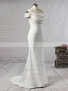 Sequined Silk-like Satin Off-the-shoulder Trumpet/Mermaid Sweep Train Ruffles Bridesmaid Dresses #UKM01013743