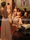 Chiffon V-neck A-line Floor-length Beading Bridesmaid Dresses #UKM01013746