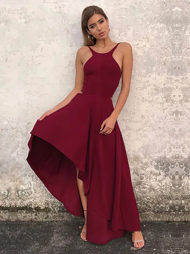 Burgundy Backless Asymmetrical Dress PT020106378