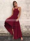 A-line Scoop Neck Silk-like Satin Asymmetrical Prom Dresses #UKM020106378