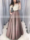 Ball Gown Off-the-shoulder Lace Satin Floor-length Pockets Prom Dresses #UKM020106380