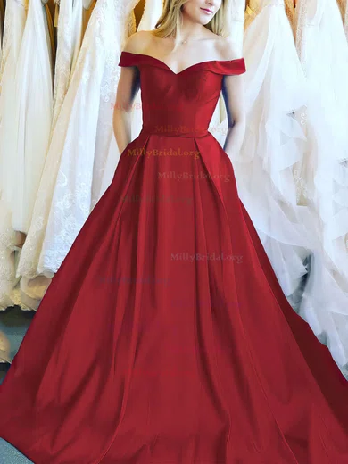 Off shoulder best sale satin ball gown