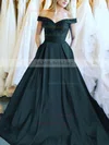 Ball Gown Off-the-shoulder Satin Floor-length Sashes / Ribbons Prom Dresses #UKM020106386