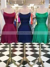 A-line Scoop Neck Silk-like Satin Short/Mini Split Front Prom Dresses #UKM020106397