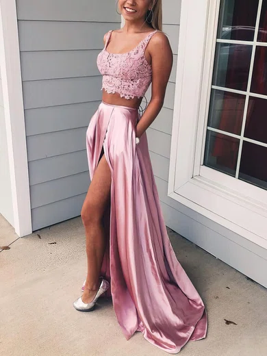 Two piece silk sales prom dress