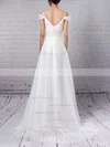 Chiffon V-neck Empire Sweep Train Ruched Wedding Dresses #UKM00023198