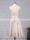 Lace Tulle Scoop Neck A-line Knee-length Appliques Lace Wedding Dresses #UKM00023302
