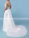 Chiffon Scoop Neck Trumpet/Mermaid Watteau Train Appliques Lace Wedding Dresses #UKM00023156