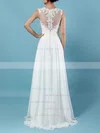 Chiffon Tulle Scoop Neck A-line Floor-length Appliques Lace Wedding Dresses #UKM00023305