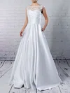 Ball Gown Illusion Satin Floor-length Wedding Dresses With Pockets #UKM00023313